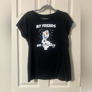 Disney Frozen Olaf Black short sleeve Tshirt Junior XL